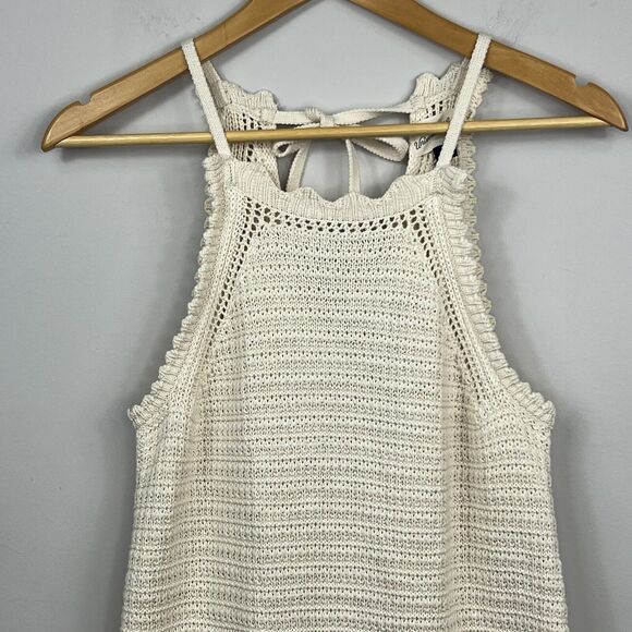 Universal Thread Beige Cotton Crochet Knit Sleeveless Romper Sz S NWT - Picture 2 of 14